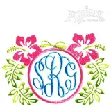 Hawaiian Floral Hibiscus Flowers Embroidery Frame