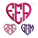 Heart Shaped Monograms Machine Embroidery Font |Apex