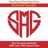 Heart Scalloped Monogram TrueType Font