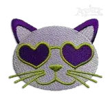 Cool Cat with Heart Sunglasses Machine Embroidery Design | Apex