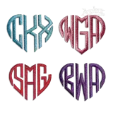 Heart Shaped Monogram Tail Machine Embroidery Font | Apex All