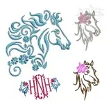 Hibiscus Flower Floral Horse Head Embroidery Designs by Apex