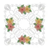 Poinsettia Flowers Quilt Block Embroidery Design