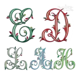 Holly Berries Ribbed Script Embroidery Font by Apex