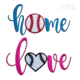 Home Love Baseball Softball Word Art Machine Embroidery Design