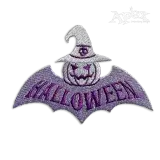 Pumpkin with Bat Wings Halloween Machine Embroidery Design