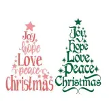 Joy Hope Love Peace Christmas Tree SVG Cuttable Design