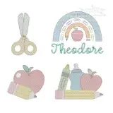 Kid School Supplies Rainbow Sketch Machine Embroidery Apex Designs All
