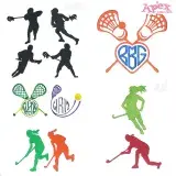 Lacrosse & Hockey Embroidery Designs Bundle — Silhouettes & Monogram Frames