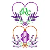 Lavender Heart Monogram Frame SVG Cuttable Design