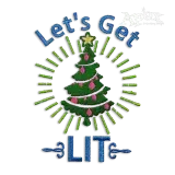 Let's Get Lit Christmas Tree Machine Embroidery Design by Apex