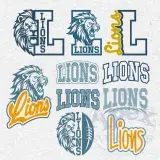 Lions Mascot School Sports Game Spirit Bundle Vector SVG PNG