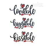 Love Hug Kiss Machine Embroidery