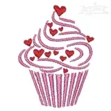 Love Hearts Cupcake Embroidery Design