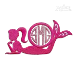Mermaid Silhouette Monogram Embroidery Frames by Apex Digitizing