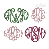 Mia Outline 2-Color Monogram Embroidery Font All