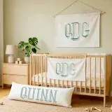 Modern Shadow Accents Embroidery Font Baby Room