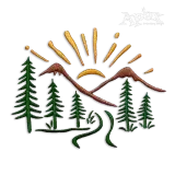 Mountain with Forest Scene Outline Machine Embroidery Design.