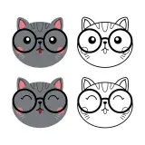 Adorable Nerdy Cat Cuttable Design