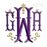Nola LSU Purple Lettering Crown Monogram Machine Embroidery Font