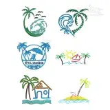 Palm Island Beach Scene Embroidery Pack by Apex All