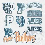 Panthers Mascot School Sports Spirit Bundle Vector PNG