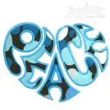 Peace Heart Words Applique Embroidery Design