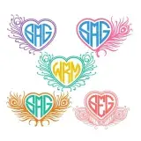 Peacock Heart SVG Cuttable Frames