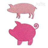 Farm Animal Pig Silhouette Machine Embroidery Designs.