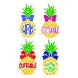 Pineapple Bow Tie Monogram SVG Cuttable Frame