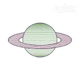 Planet with Circle Ring Embroidery Design