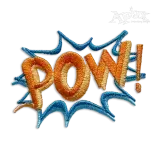 Pow Superhero CartoonComic Word Embroidery Design
