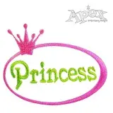 Princess Crown Oval Frame Embroidery Design