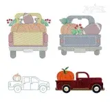 Pumpkin Fall Autumn Pick up Truck Embroidery Designs by Apex