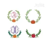 Pumpkin Wreath Monogram Frames Machine Embroidery by Apex Digitizing