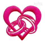 Wedding Rings in Heart Shaped Machine Embroidery Design Digitized 