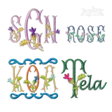 Rose Fishtail Rosebud Machine Embroidery Font by Apex Digitized