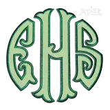 Round Circle Fishtail Monogram Embroidery Font Applique EHS