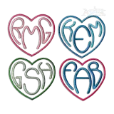 Round Heart Shaped Monogram Machine Embroidery Font | Apex all