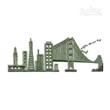 San Francisco Skyline with Golden Gate Bridge Machine Embroidery Design by Apex
