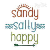 Sandy Salty Happy Beach Ocean Idea Machine Embroidery Design by Apex