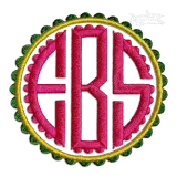 Scallop Circle Monogram Frame Machine Embroidery Font