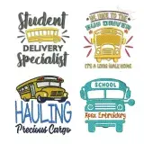 School Bus Driver Sayings Frame Pack Machine Embroidery Designs