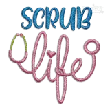Scrub Doctor Life Stethoscope Machine Embroidery Design Digitizing