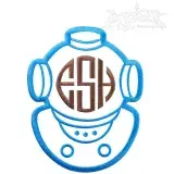 Scuba Dive Helmet Diver Monogram Embroidery Design