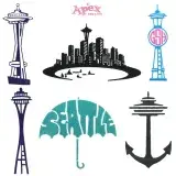 Seattle Space Needle & Skyline Embroidery Designs Bundle