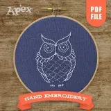 Simple Owl Hand Embroidery Pattern