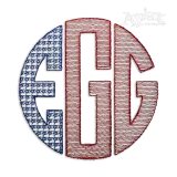 Sketch USA Flag Circle Monogram Machine Embroidery Fonts