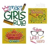 Smart Girl School Word Art Bundle Machine Embroidery Designs - Apex All