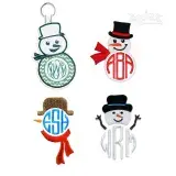 Snowman Monogram Frames Machine Embroidery Designs by Apex All